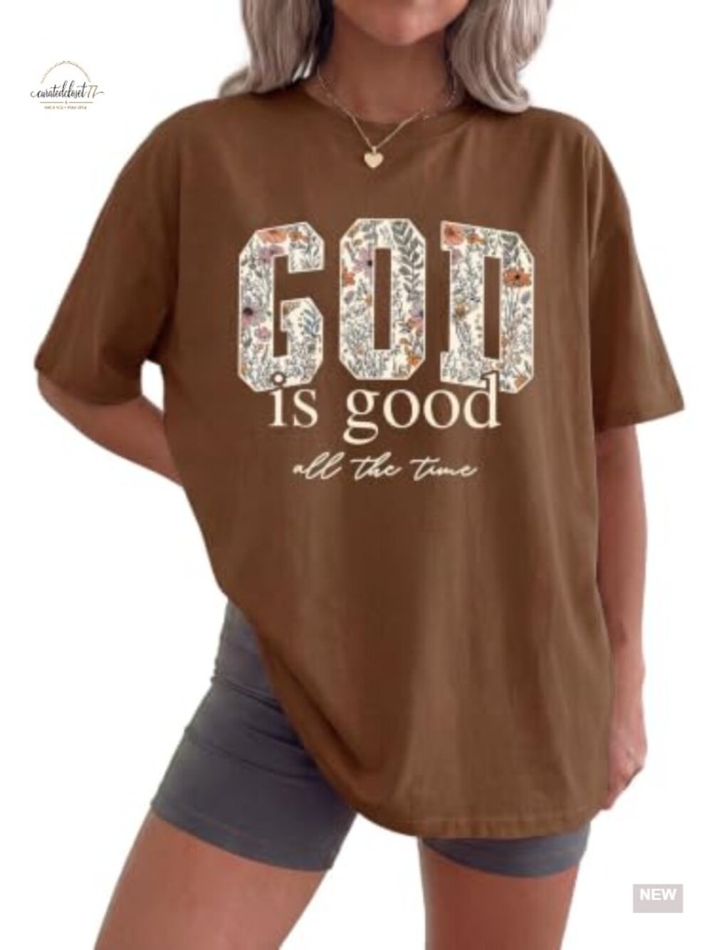 Inspirational Christian Oversized Tee - Cotton Blend Wildflower T-Shirt